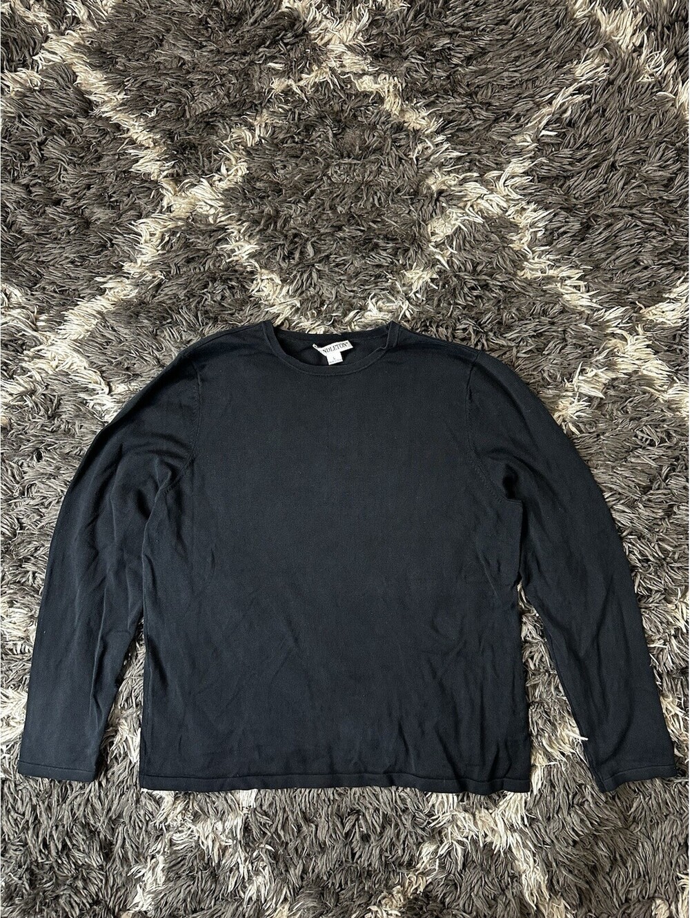 Pendleton Womens Long Sleeve Knit Sweater Top Pullover Shirt Black Silk Large